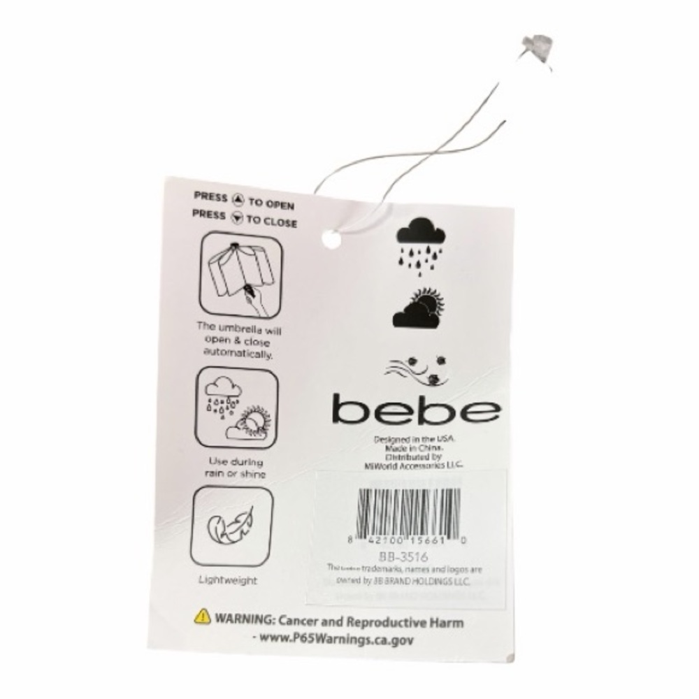 Bebe Black & White Color Block Hearts & Polka Dots Auto Open Umbrella - Picture 4 of 5
